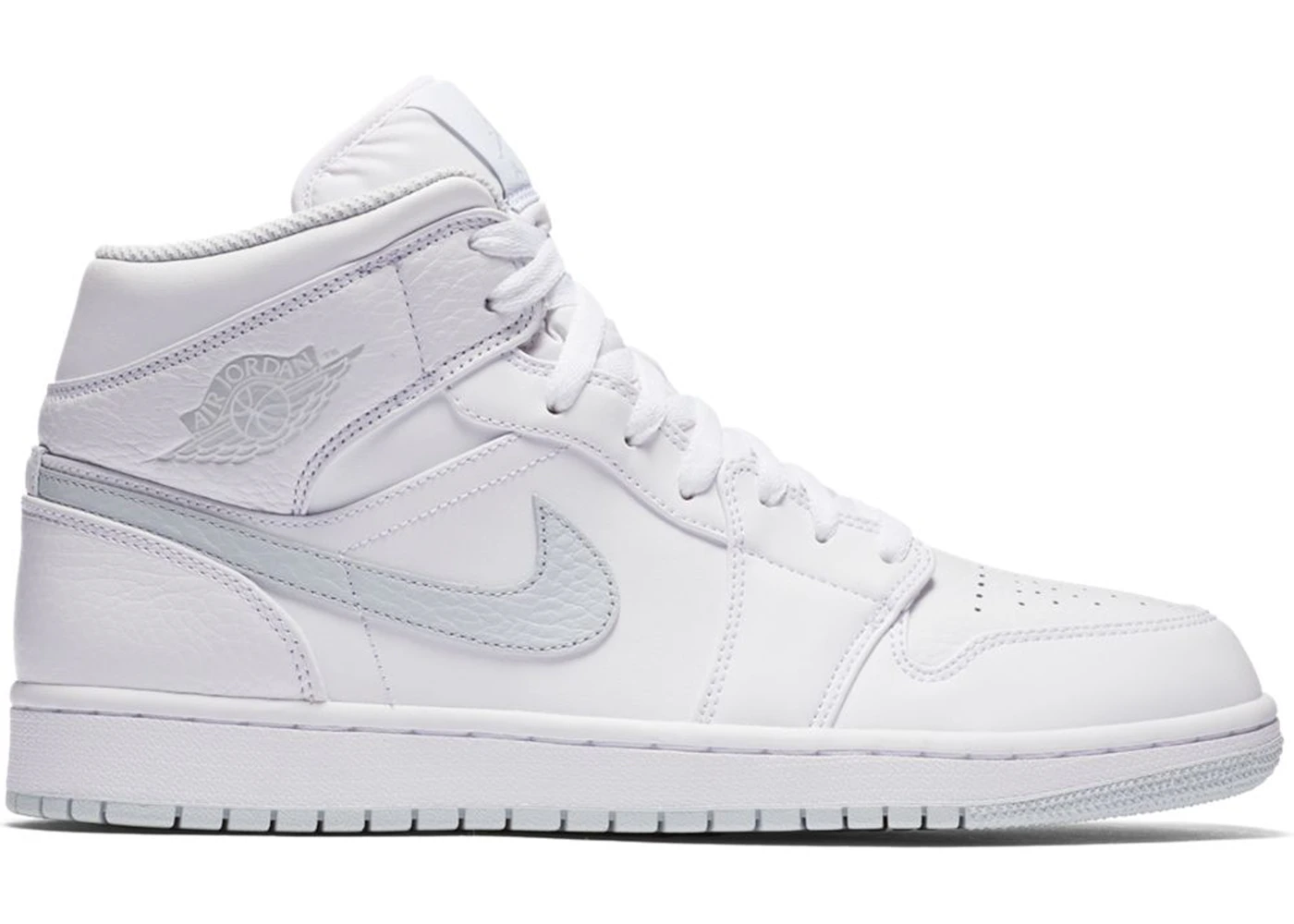 Jordan 1 Mid White Pure Platinum Swoosh