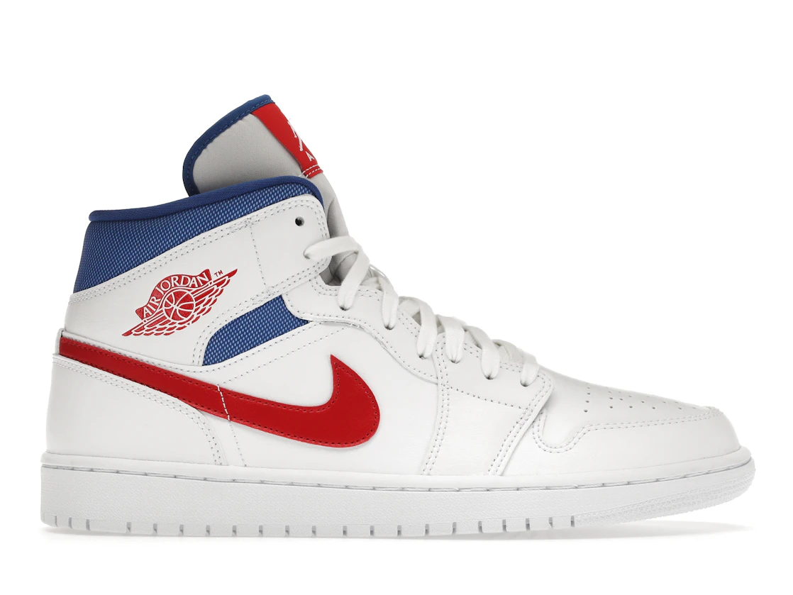 Vue 1 de Jordan 1 Mid White Red Royal 