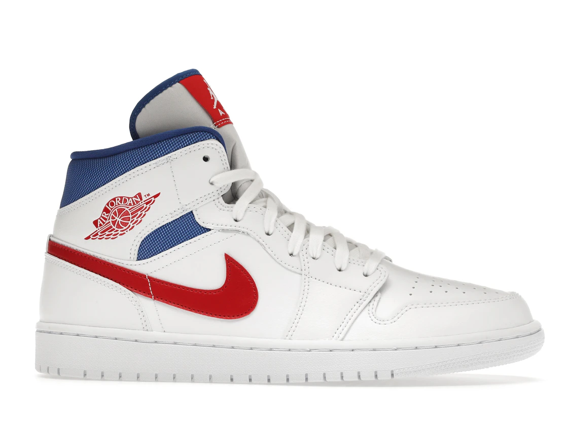 Vue 2 de Jordan 1 Mid White Red Royal 