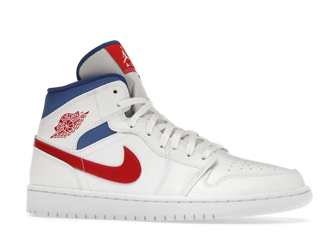 Vue 3 de Jordan 1 Mid White Red Royal 