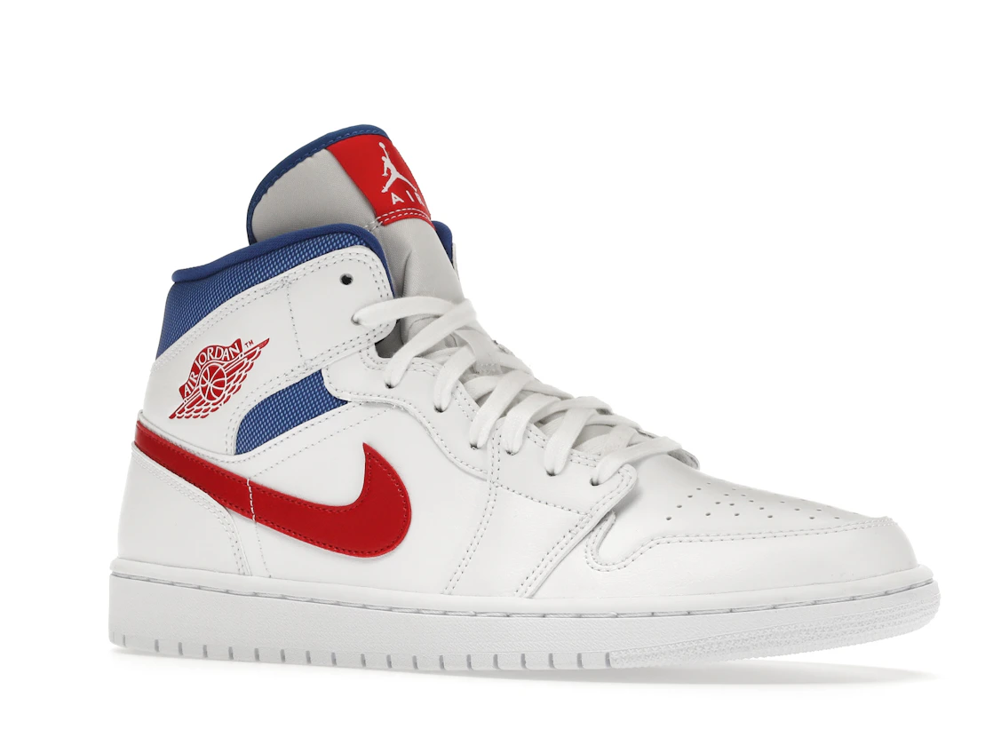 Vue 4 de Jordan 1 Mid White Red Royal 