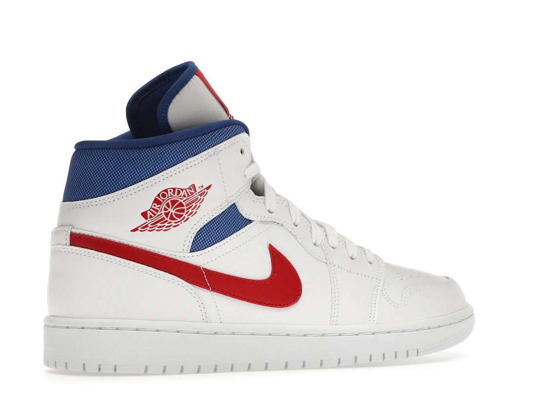 Vue 34 de Jordan 1 Mid White Red Royal 