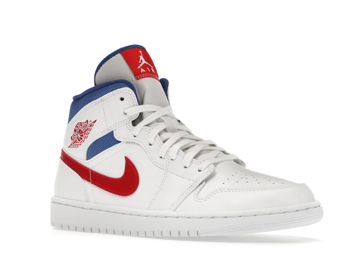 Vue 5 de Jordan 1 Mid White Red Royal 
