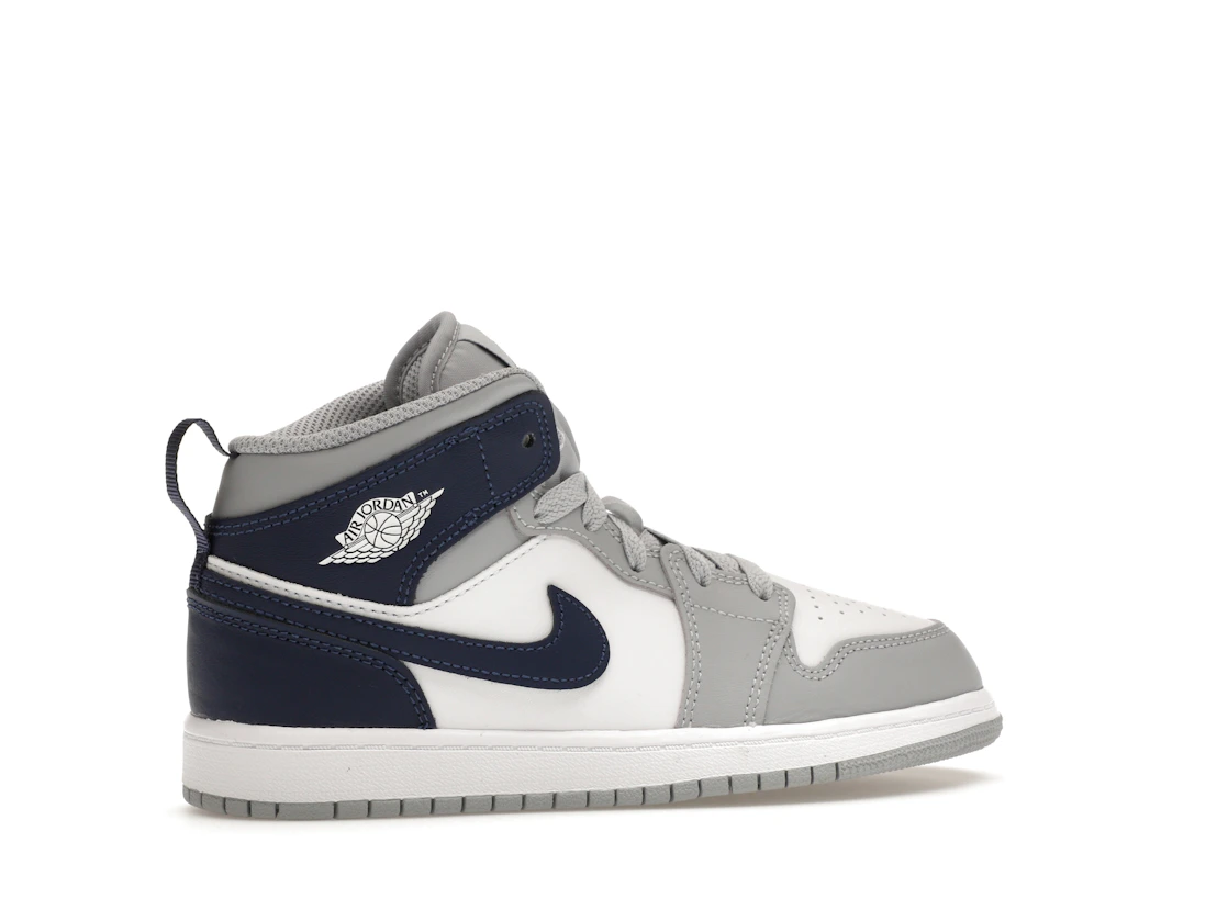 Vue 35 de Jordan 1 Mid Wolf Grey Midnight Navy (PS)