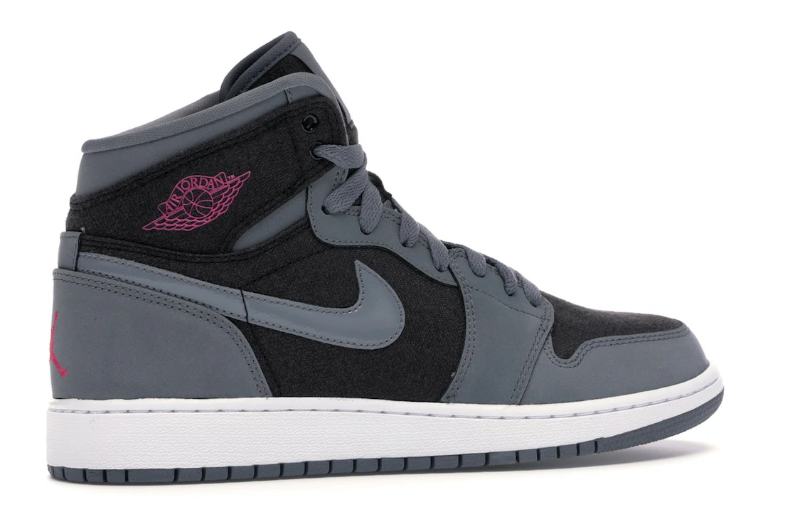 Vue 35 de Jordan 1 Retro High Cool Grey Vivid Pink (GS)
