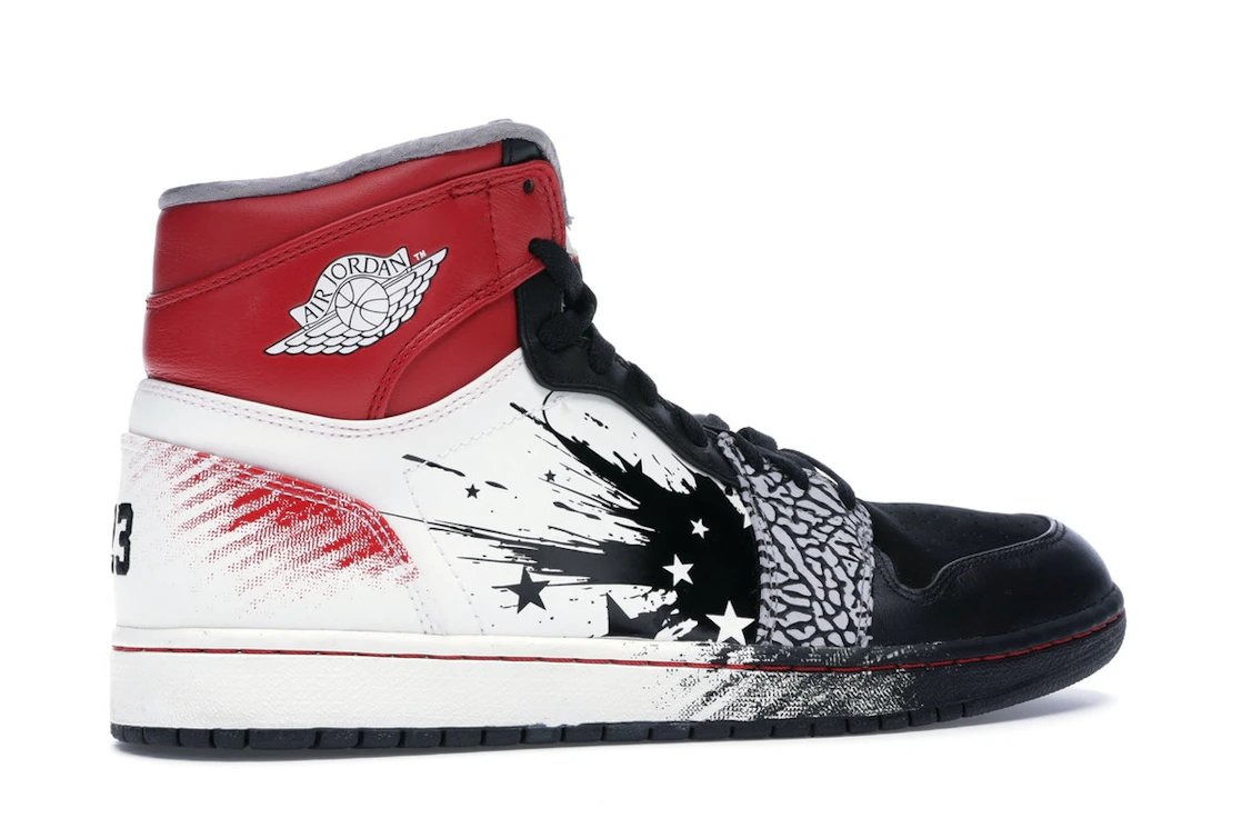 Vue 35 de Jordan 1 Retro Dave White Wings for the Future