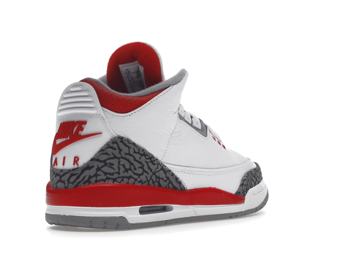 Vue 32 de Jordan 3 Retro Fire Red (2022) (GS)