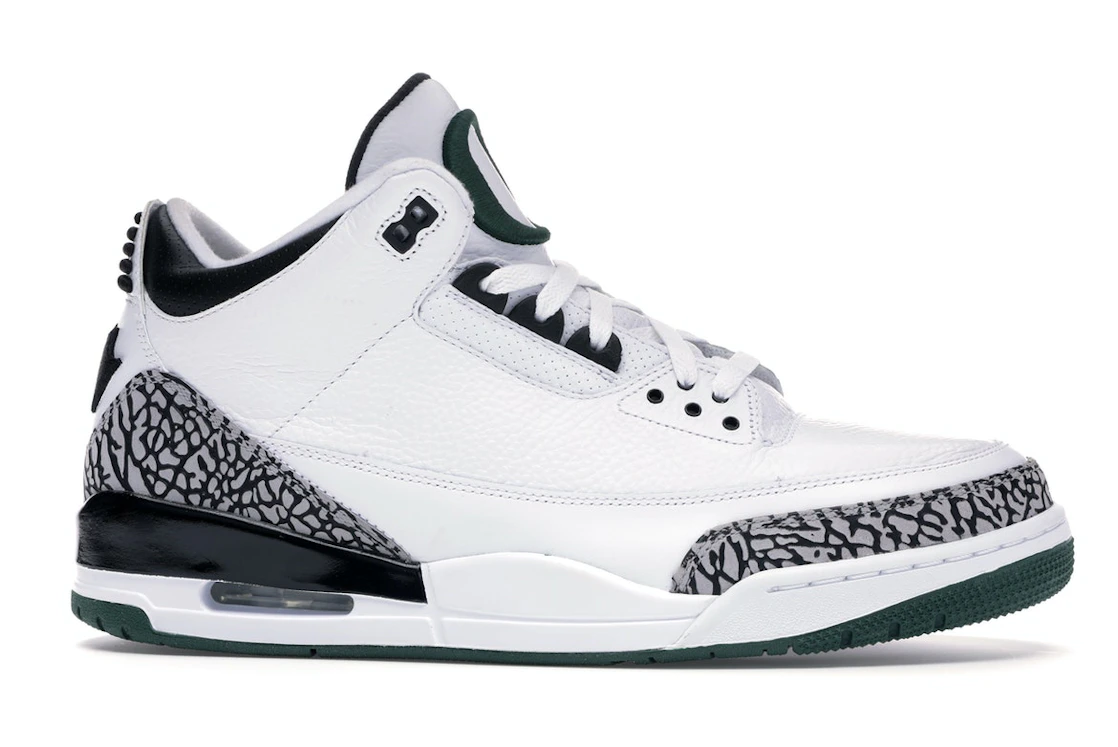 Vue 2 de Jordan 3 Retro Oregon Ducks Pit Crew White