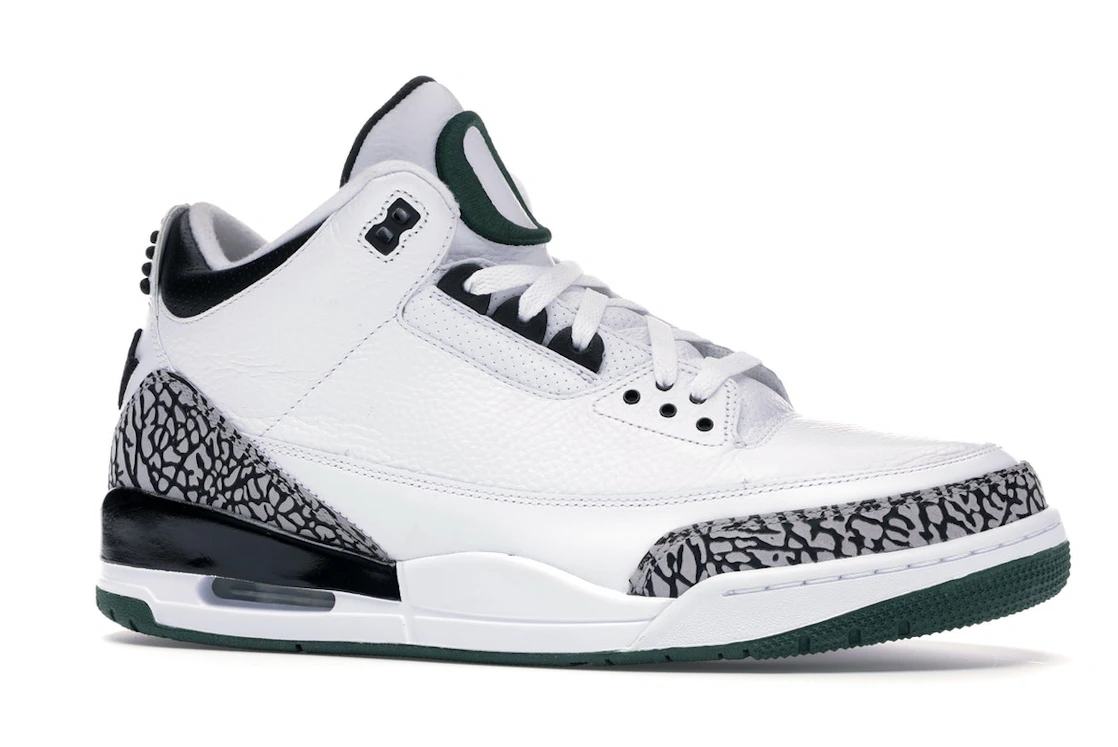 Vue 3 de Jordan 3 Retro Oregon Ducks Pit Crew White