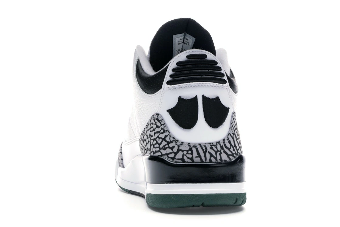 Vue 27 de Jordan 3 Retro Oregon Ducks Pit Crew White