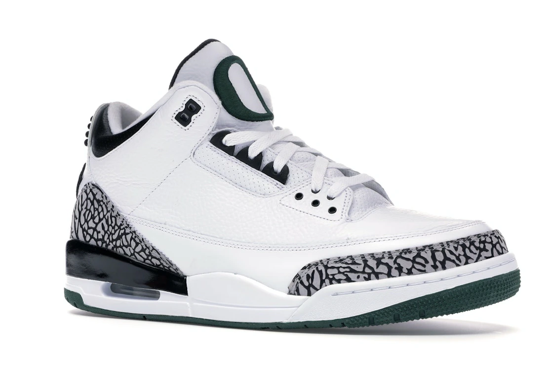 Vue 4 de Jordan 3 Retro Oregon Ducks Pit Crew White