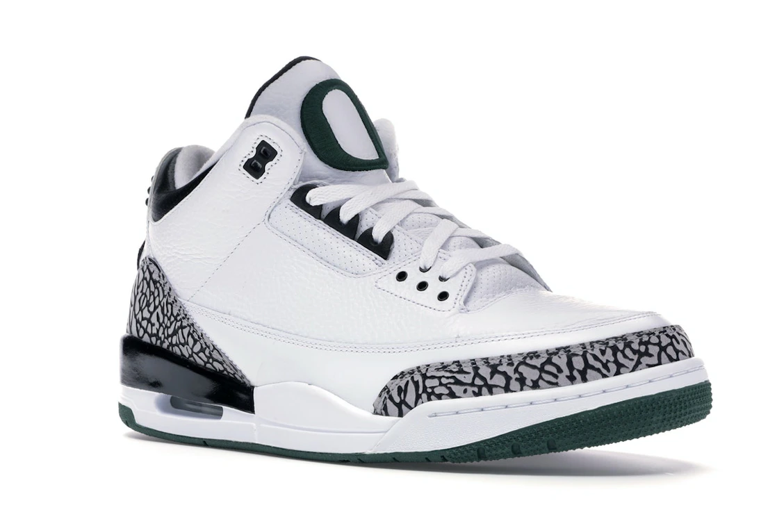 Vue 5 de Jordan 3 Retro Oregon Ducks Pit Crew White