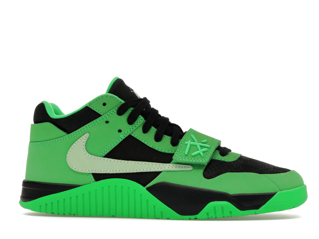Vue 2 de Jordan CJ1 T-Rexx Travis Scott Green Spark