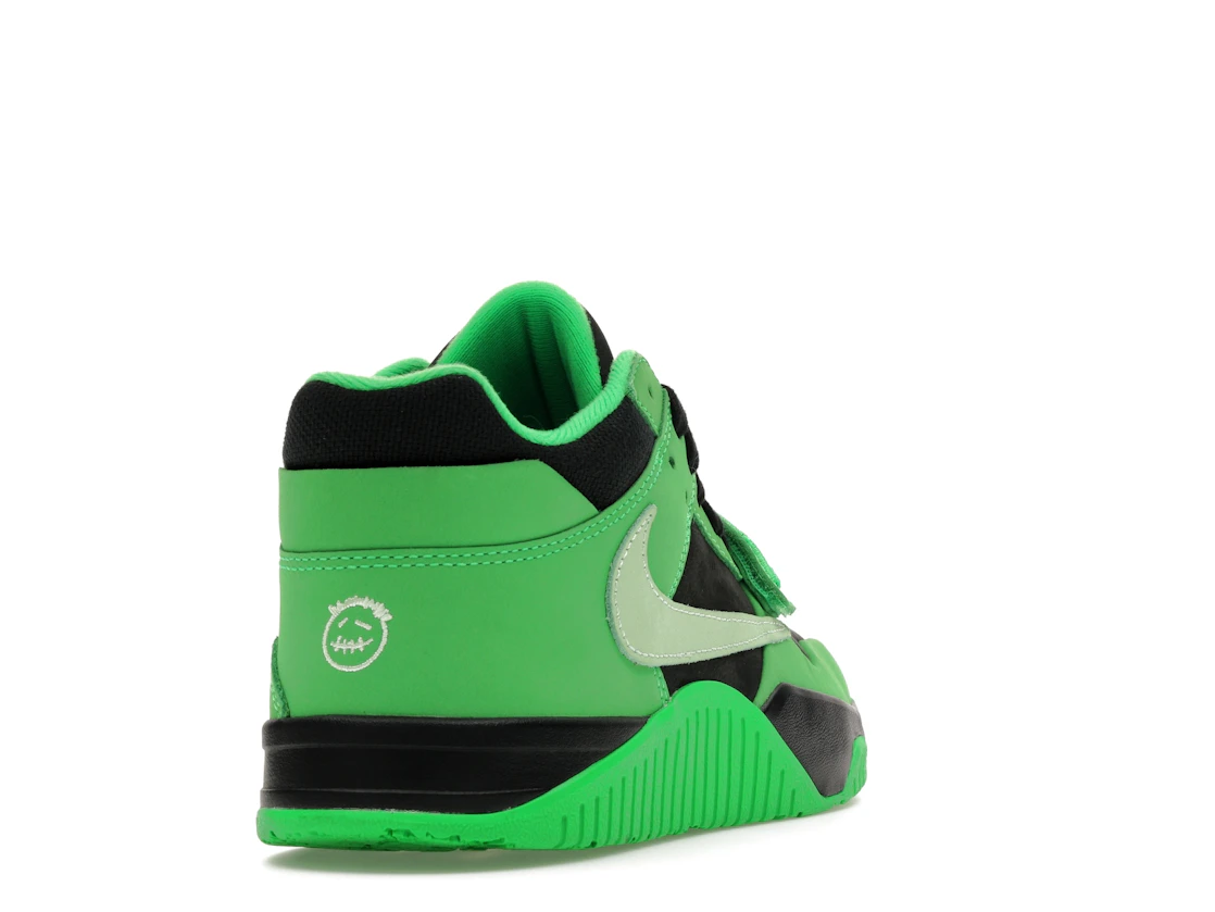 Vue 30 de Jordan CJ1 T-Rexx Travis Scott Green Spark