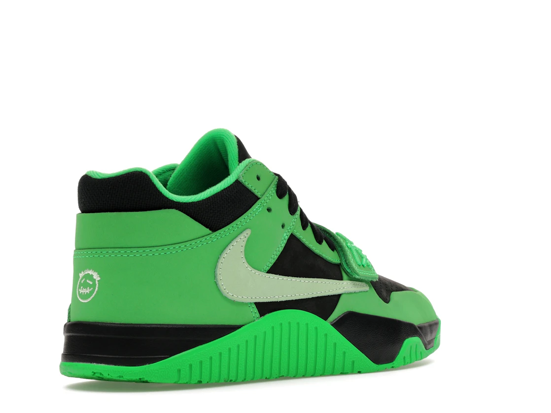 Vue 32 de Jordan CJ1 T-Rexx Travis Scott Green Spark