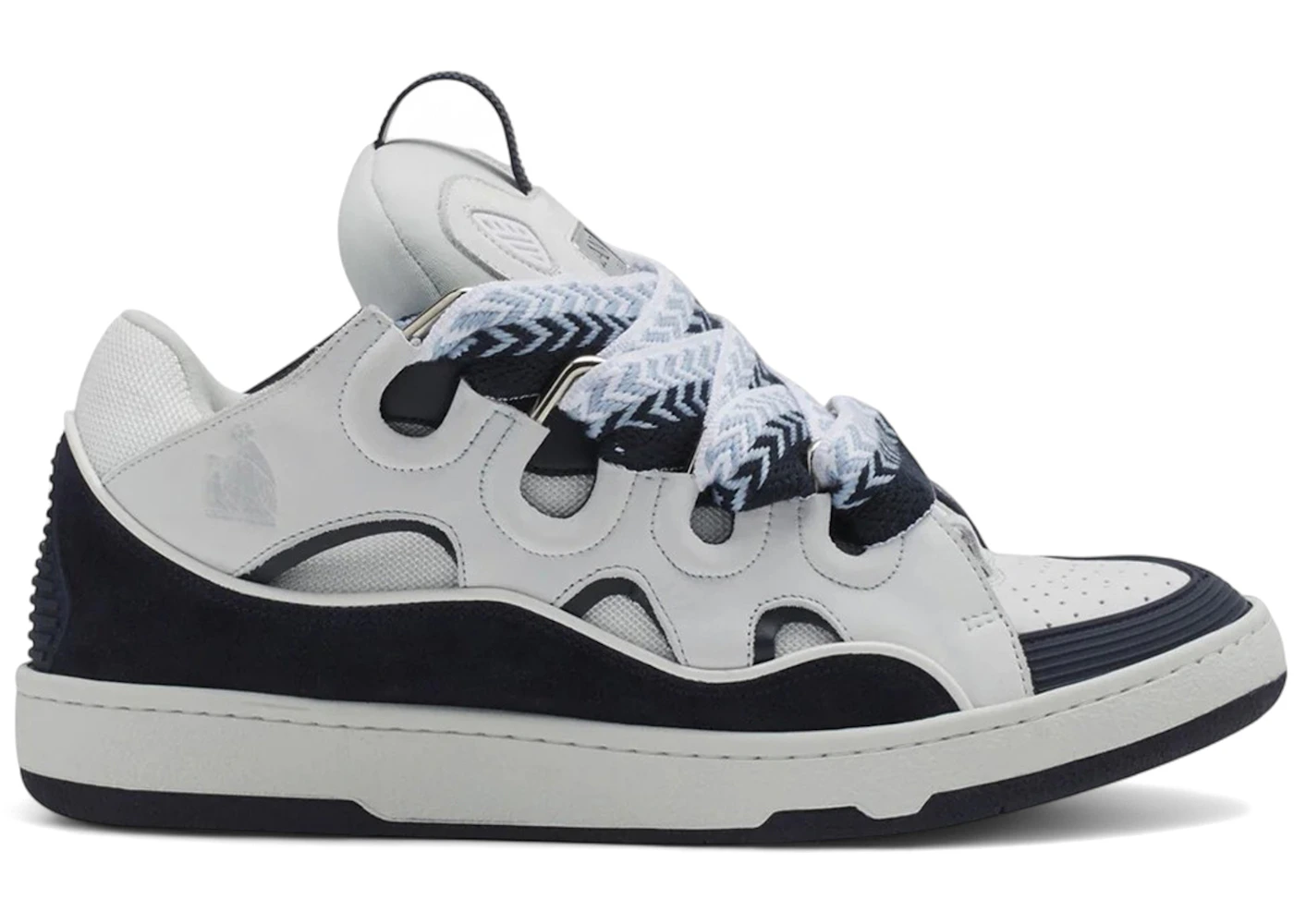 Lanvin Leather Curb White Navy Blue