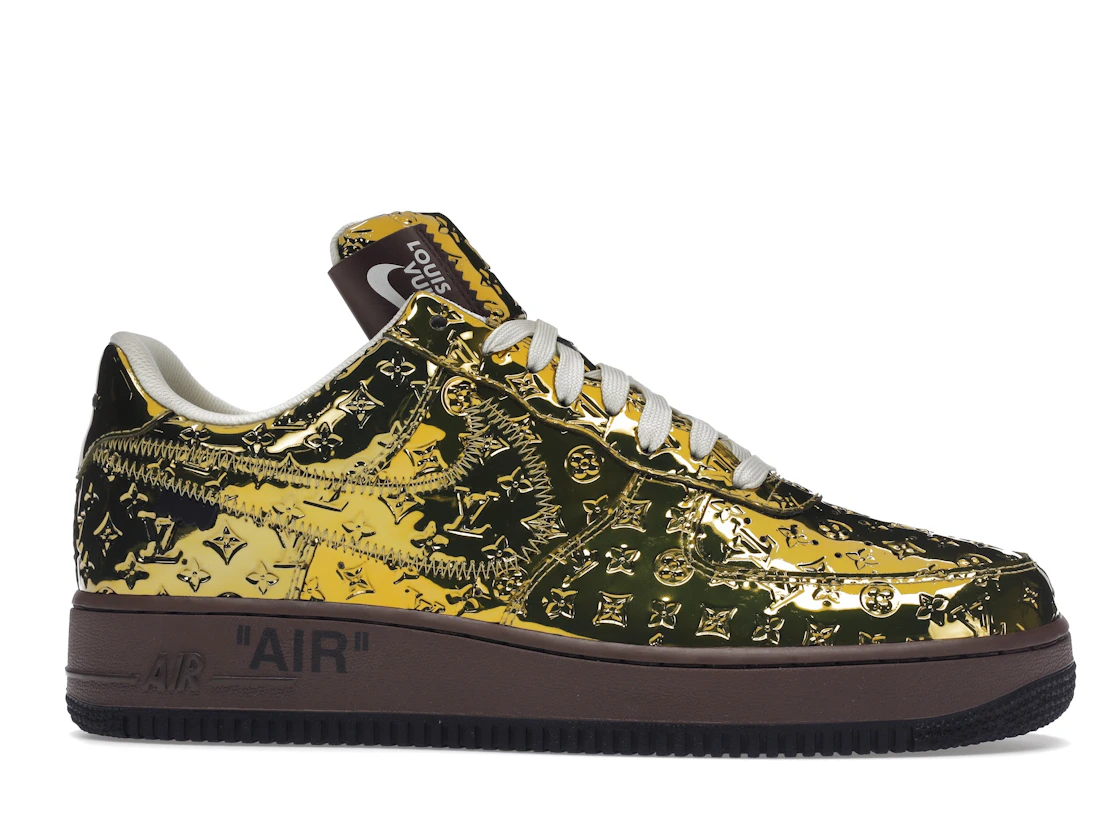 Vue 2 de Louis Vuitton Nike Air Force 1 Low By Virgil Abloh Metallic Gold