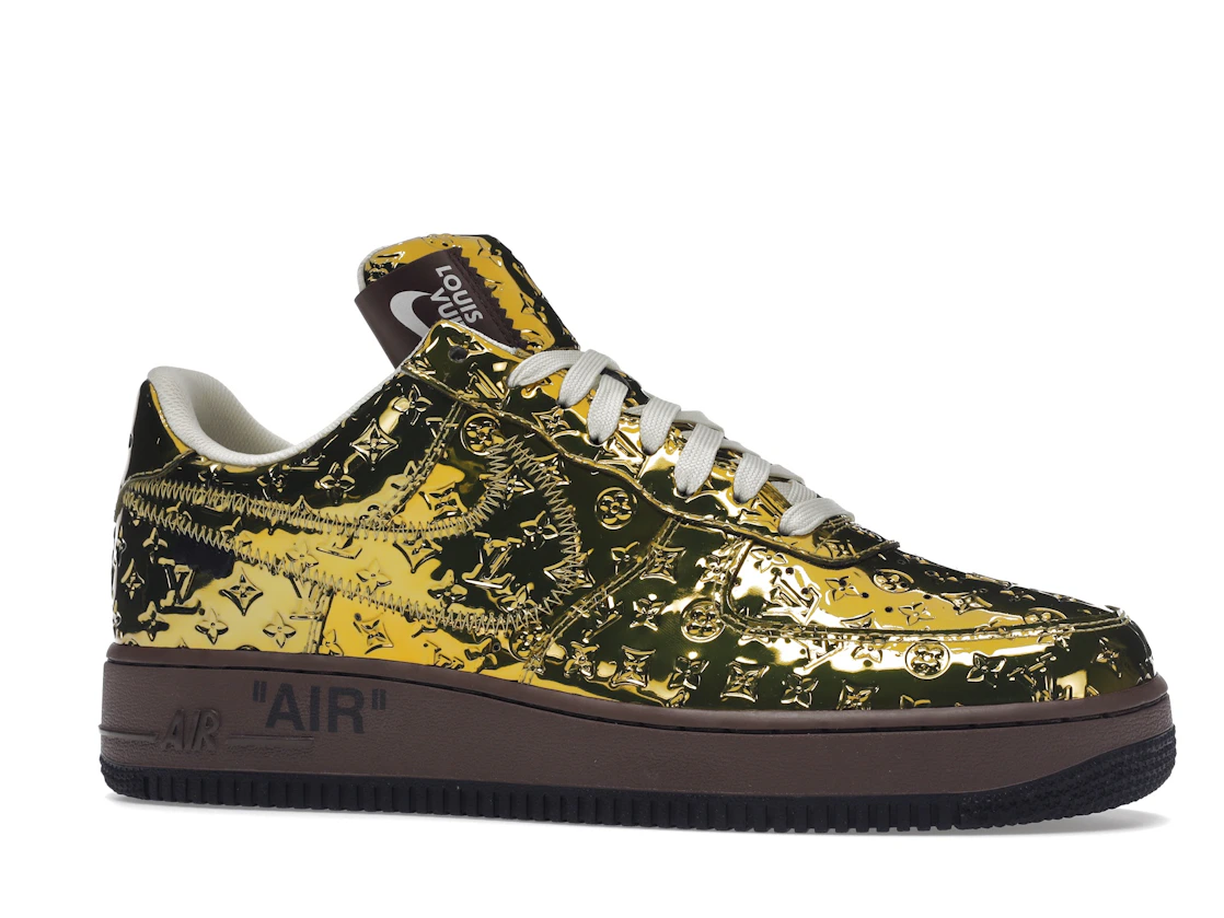 Vue 3 de Louis Vuitton Nike Air Force 1 Low By Virgil Abloh Metallic Gold