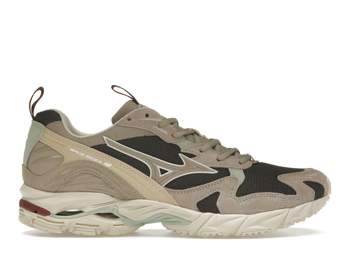 Vue 1 de Mizuno Wave Rider 10 Beluga Vintage Khaki