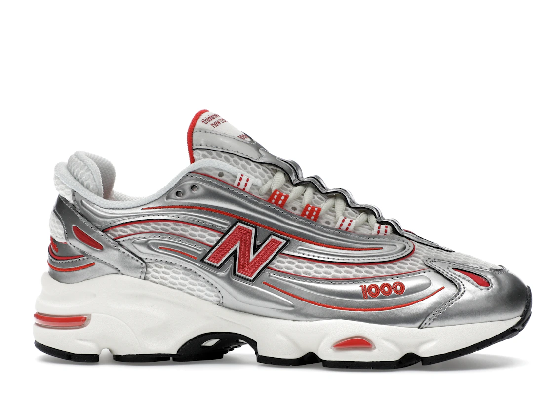 Vue 2 de New Balance 1000 thisisneverthat Metallic Silver Red