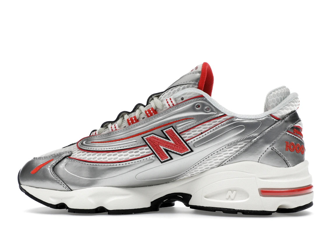 Vue 20 de New Balance 1000 thisisneverthat Metallic Silver Red