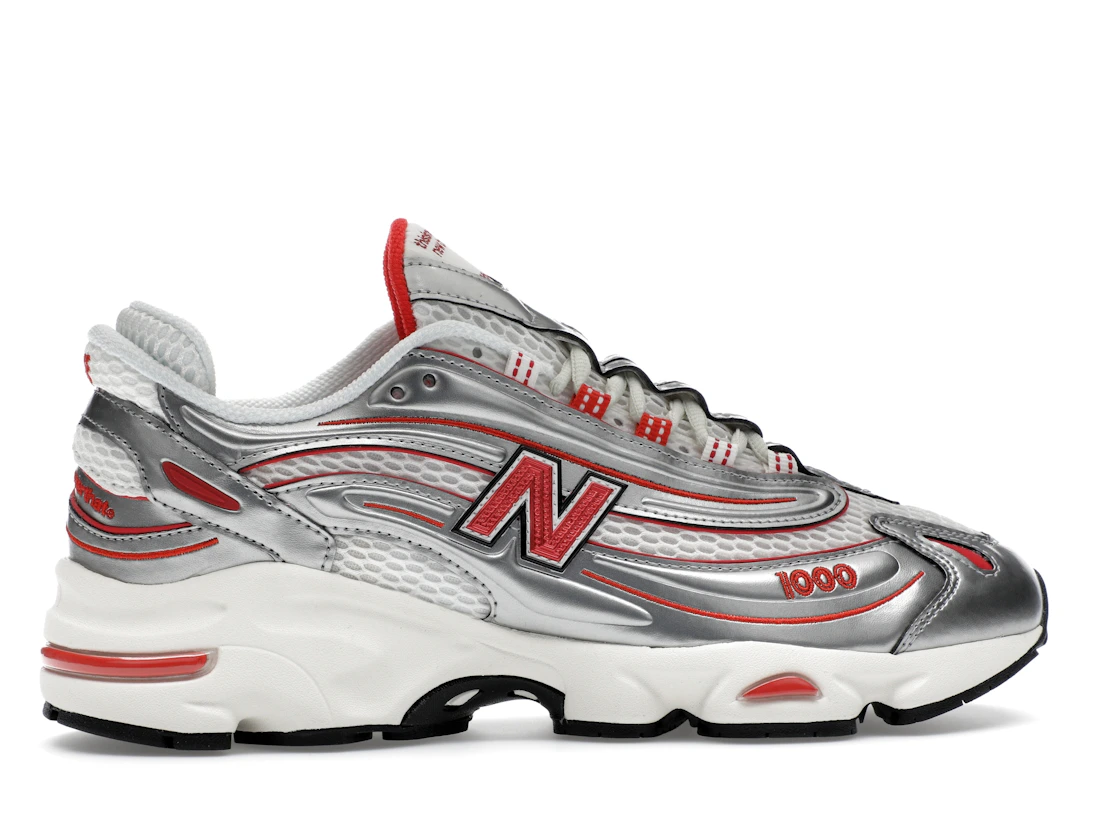Vue 36 de New Balance 1000 thisisneverthat Metallic Silver Red