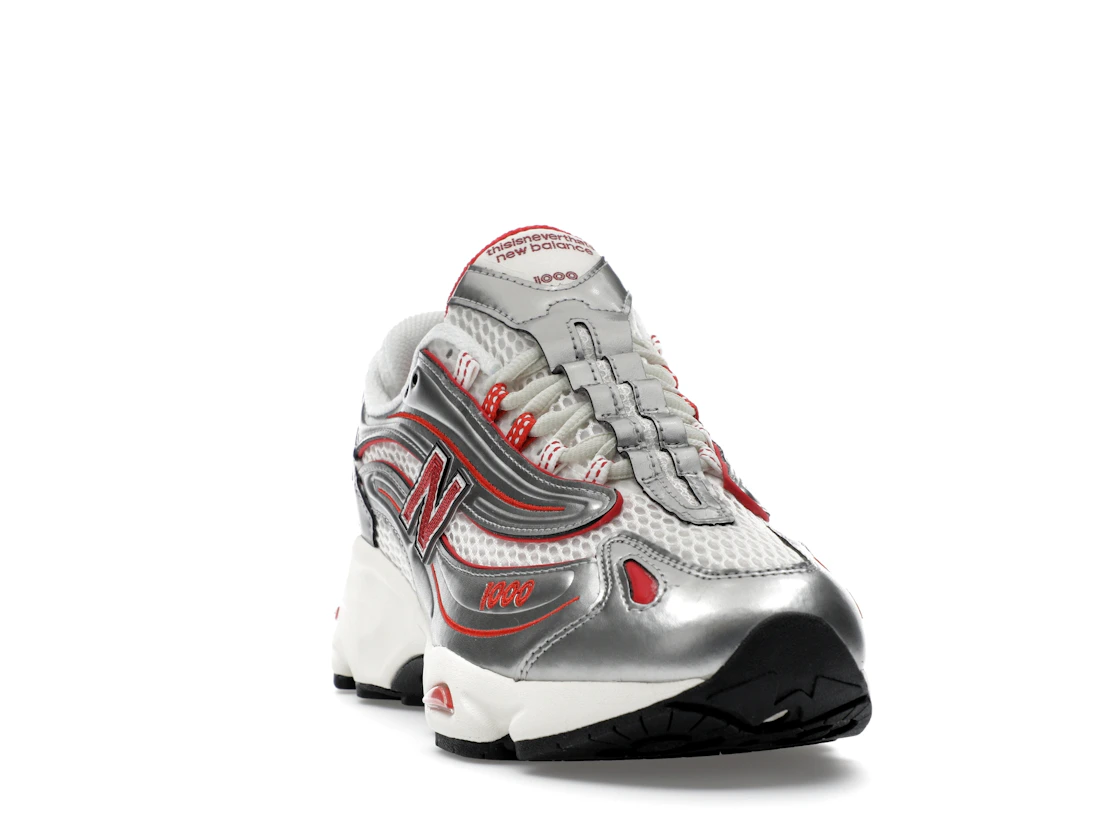 Vue 8 de New Balance 1000 thisisneverthat Metallic Silver Red