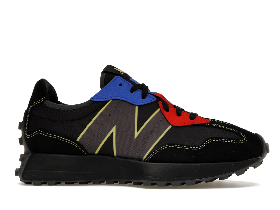 Vue 2 de New Balance 327 Black Yellow Blue Red