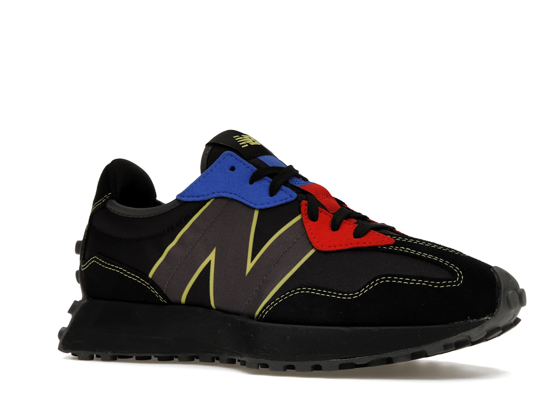 Vue 4 de New Balance 327 Black Yellow Blue Red