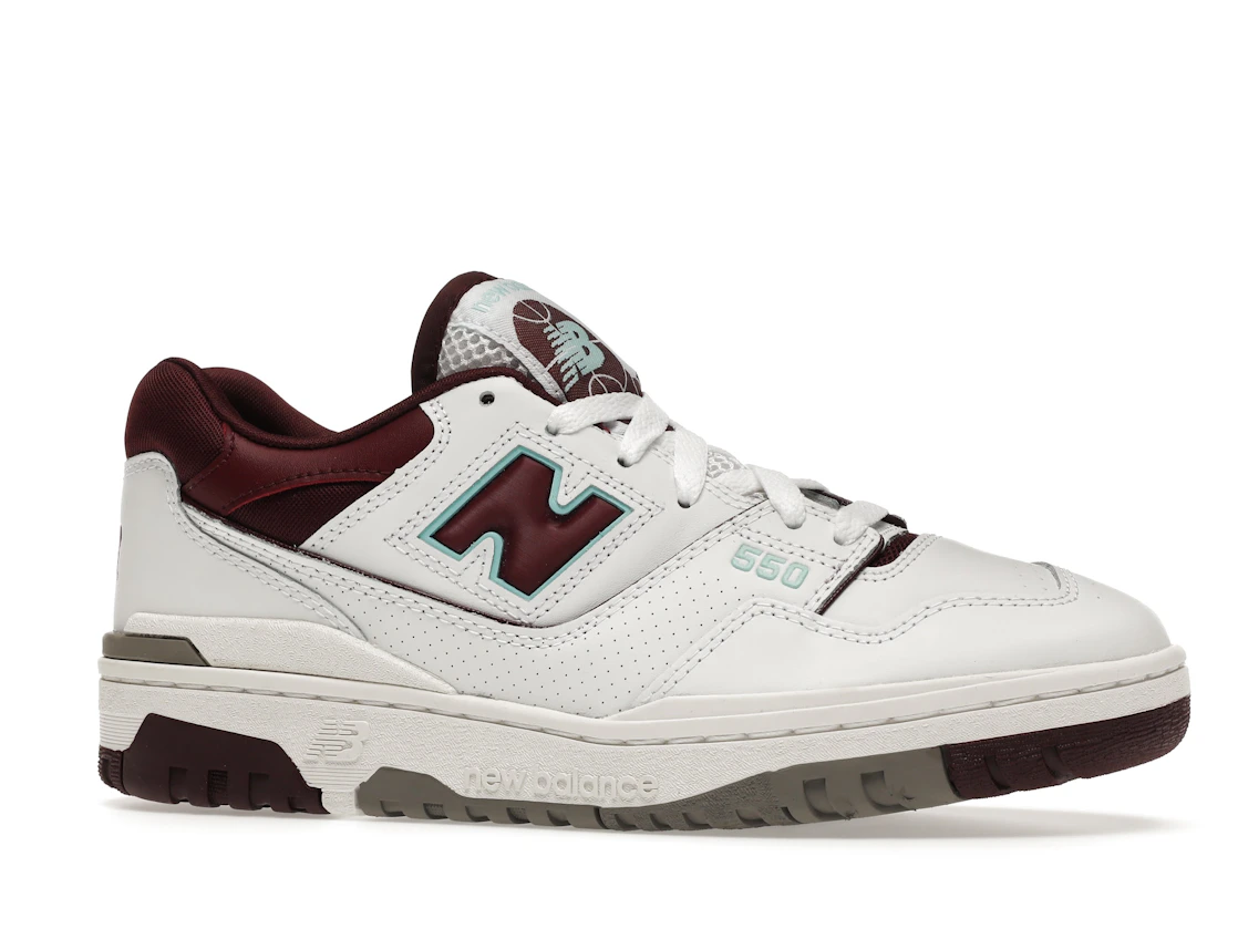 Vue 3 de New Balance 550 Burgundy Cyan