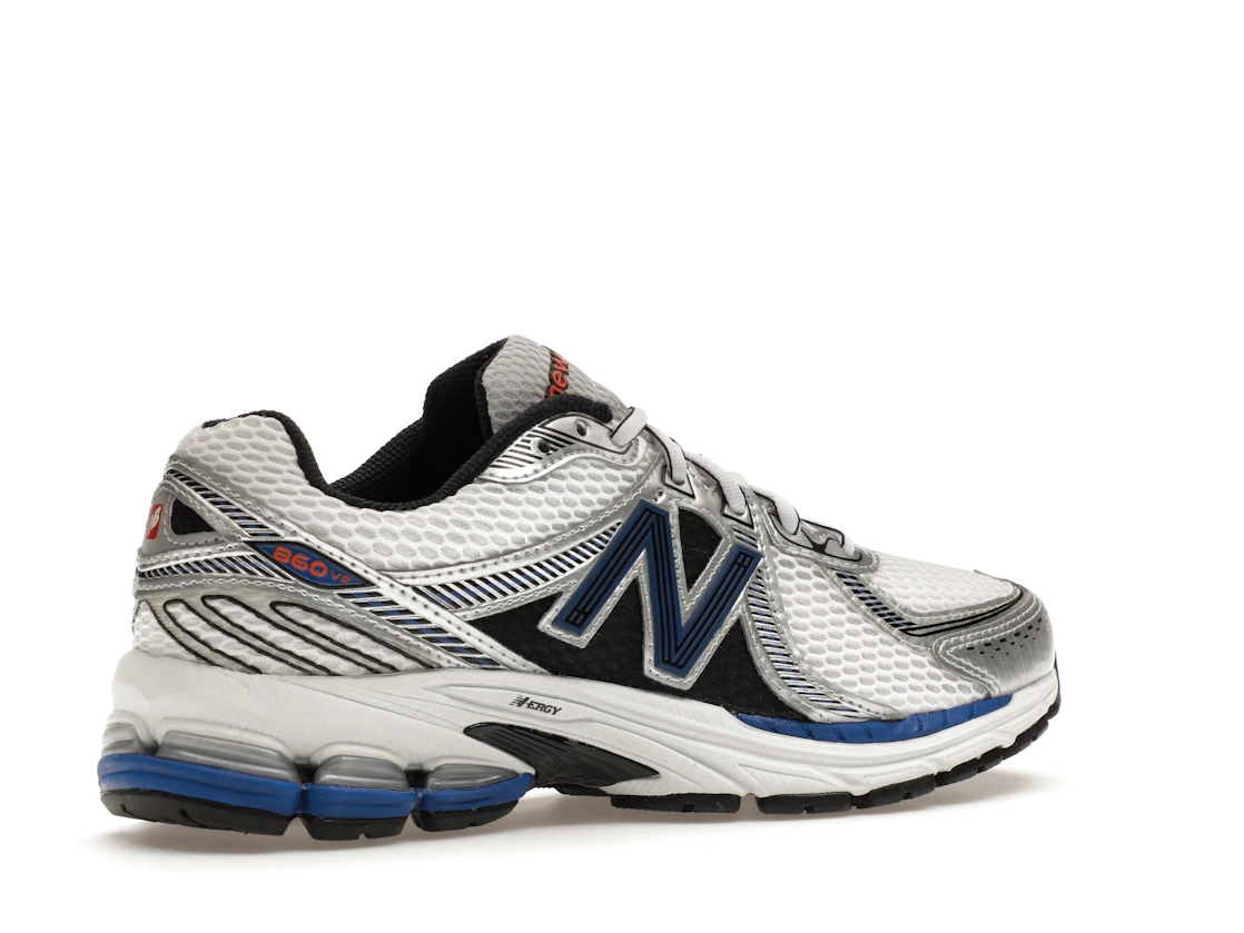 Vue 34 de New Balance 860v2 White Team Royal Silver