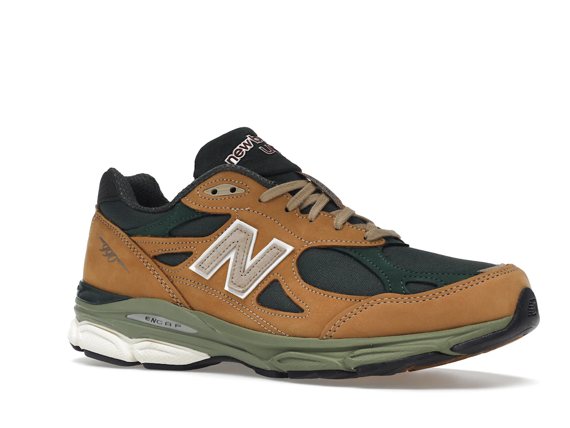 Vue 4 de New Balance 990v3 MiUSA Tan Green