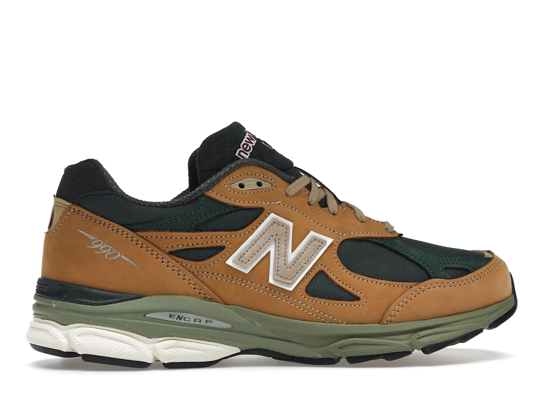 Vue 36 de New Balance 990v3 MiUSA Tan Green