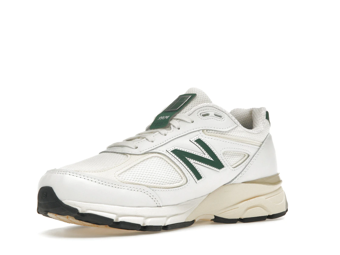 Vue 15 de New Balance 990v4 MiUSA White Green