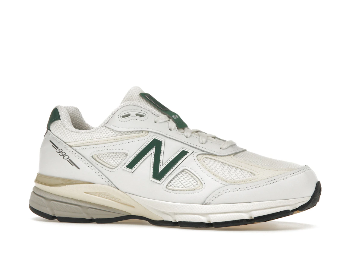 Vue 3 de New Balance 990v4 MiUSA White Green