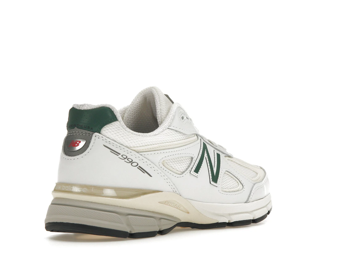 Vue 32 de New Balance 990v4 MiUSA White Green