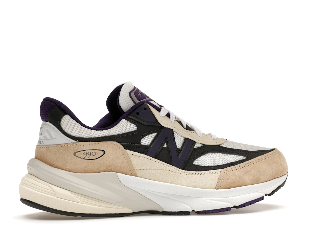 Vue 35 de New Balance 990v6 MiUSA Teddy Santis White Black Plum