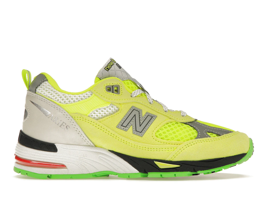 Vue 1 de New Balance 991 MiUK Aries Neon