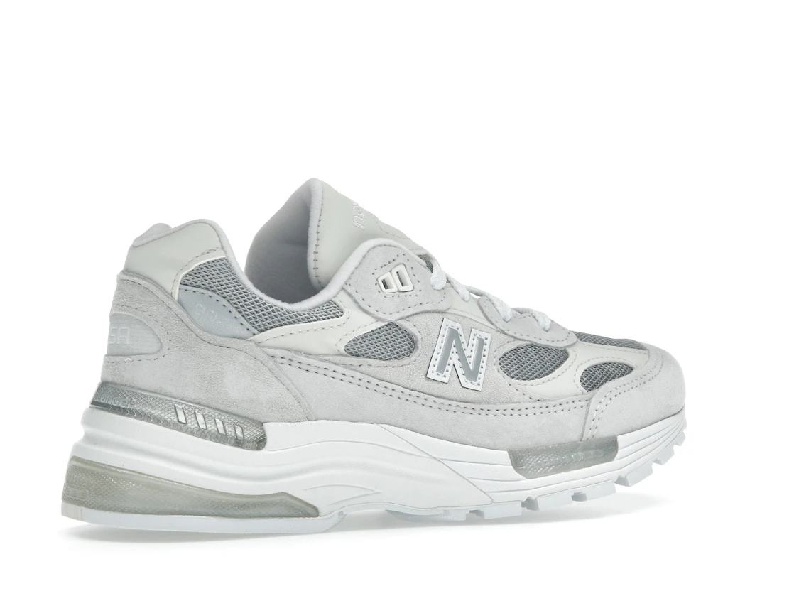 Vue 34 de New Balance 992 MiUSA White Reflection