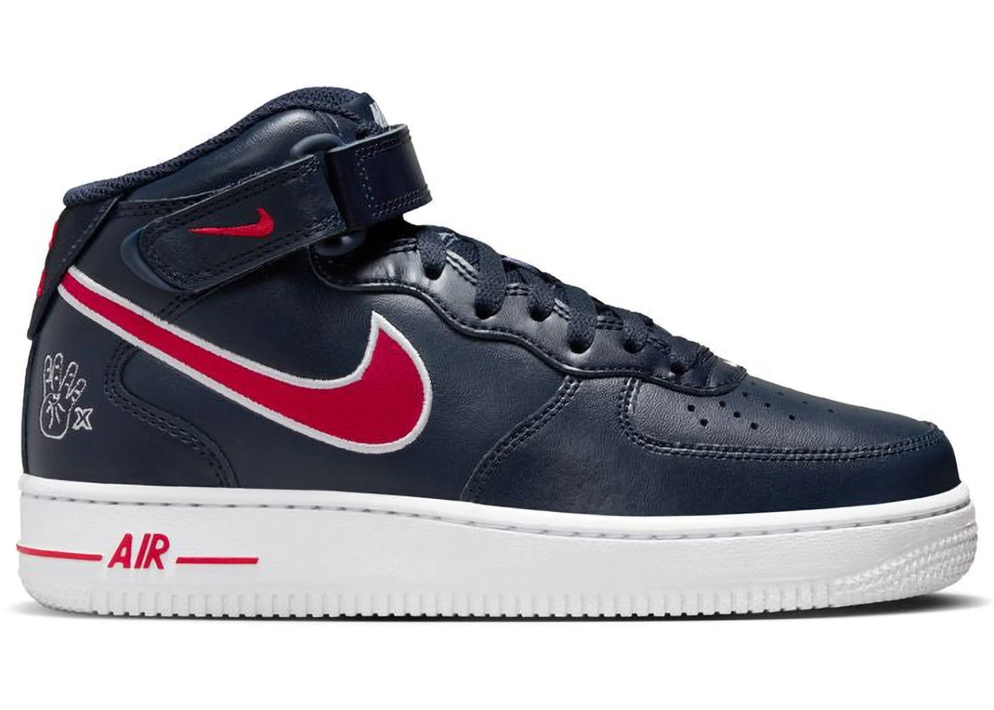 Nike Air Force 1 '07 Mid Obsidian University Red White Wolf Grey 
