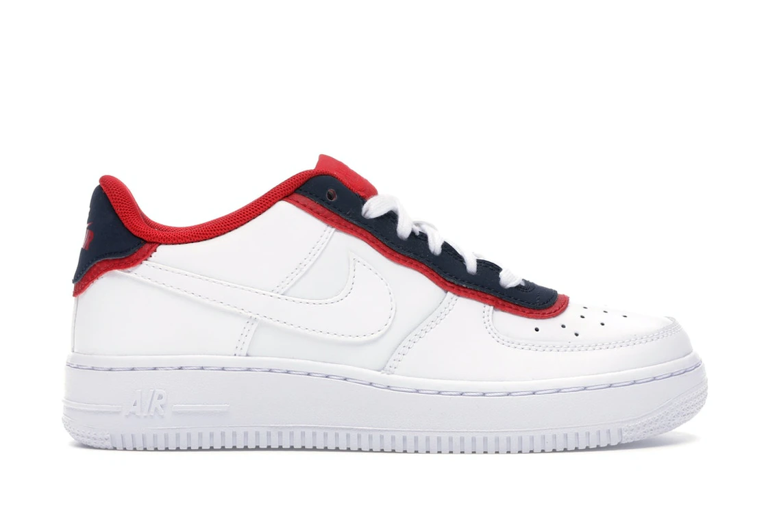 Vue 1 de Nike Air Force 1 Low Double Layer White Obsidian Red (GS)