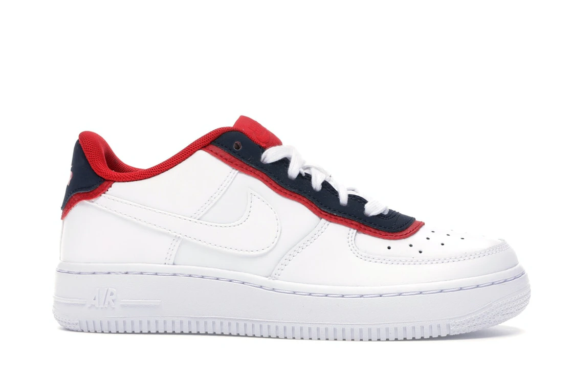 Vue 2 de Nike Air Force 1 Low Double Layer White Obsidian Red (GS)