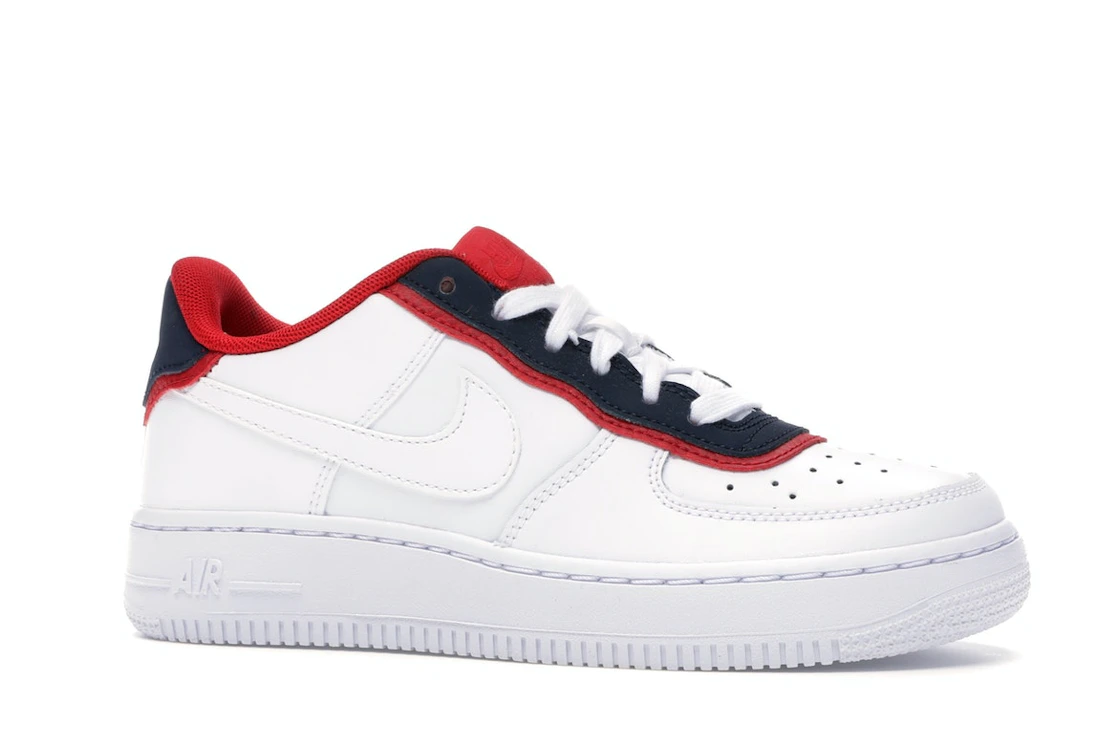 Vue 3 de Nike Air Force 1 Low Double Layer White Obsidian Red (GS)