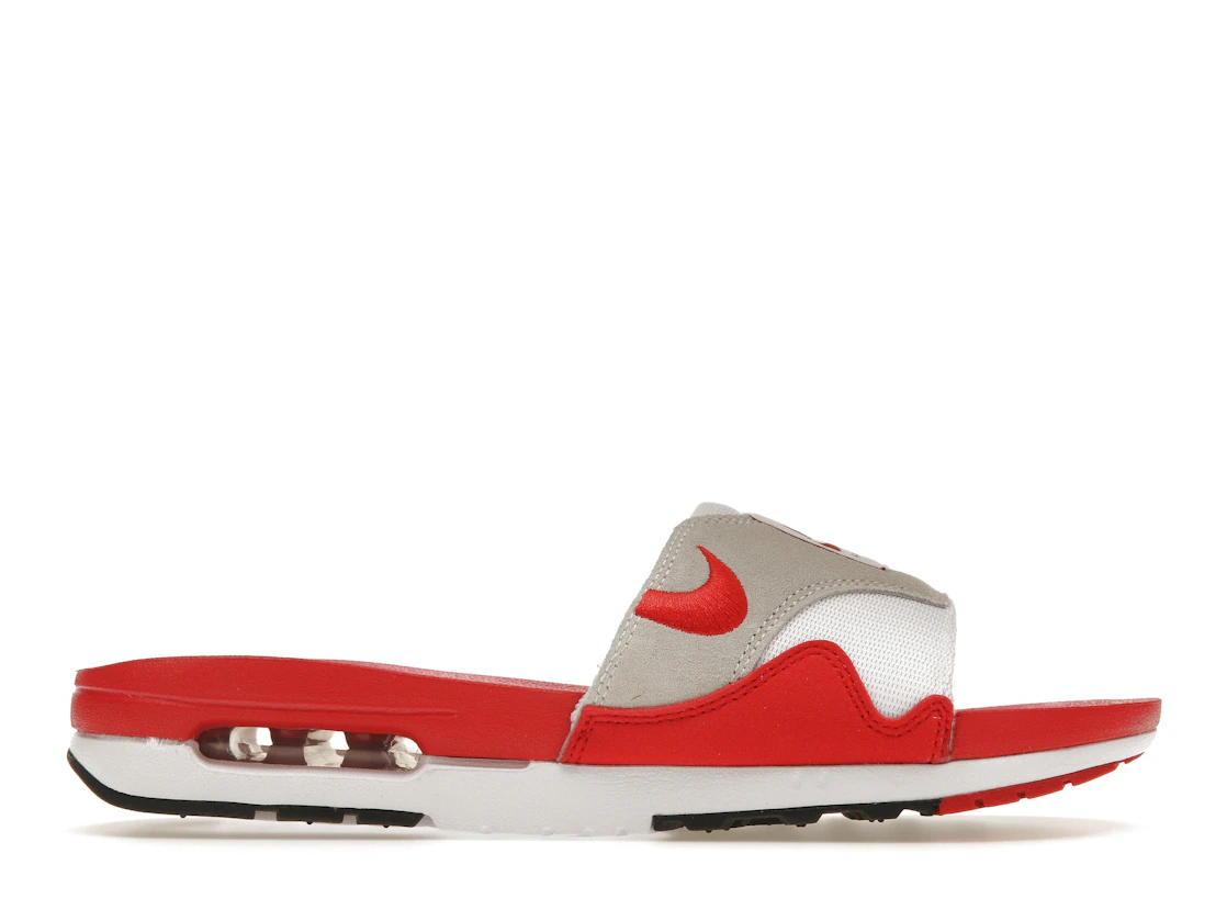 Vue 1 de Nike Air Max 1 Slide White University Red