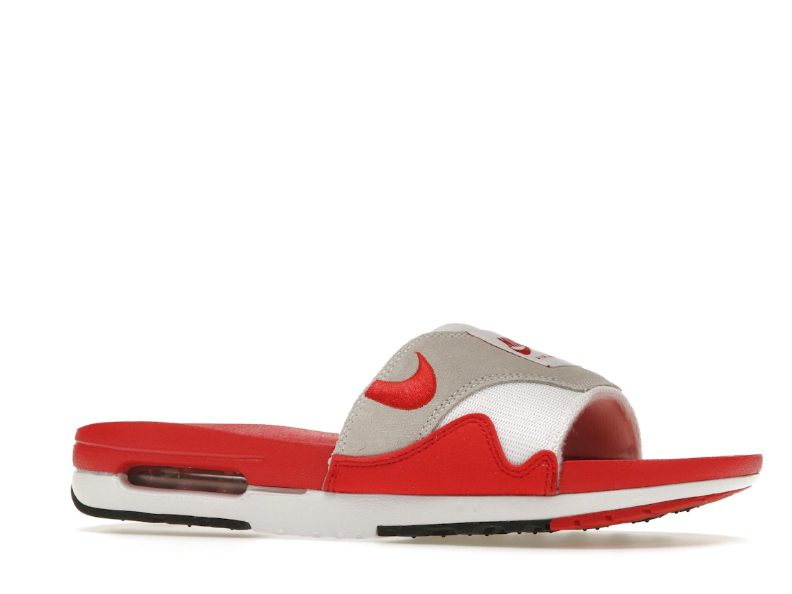 Vue 3 de Nike Air Max 1 Slide White University Red