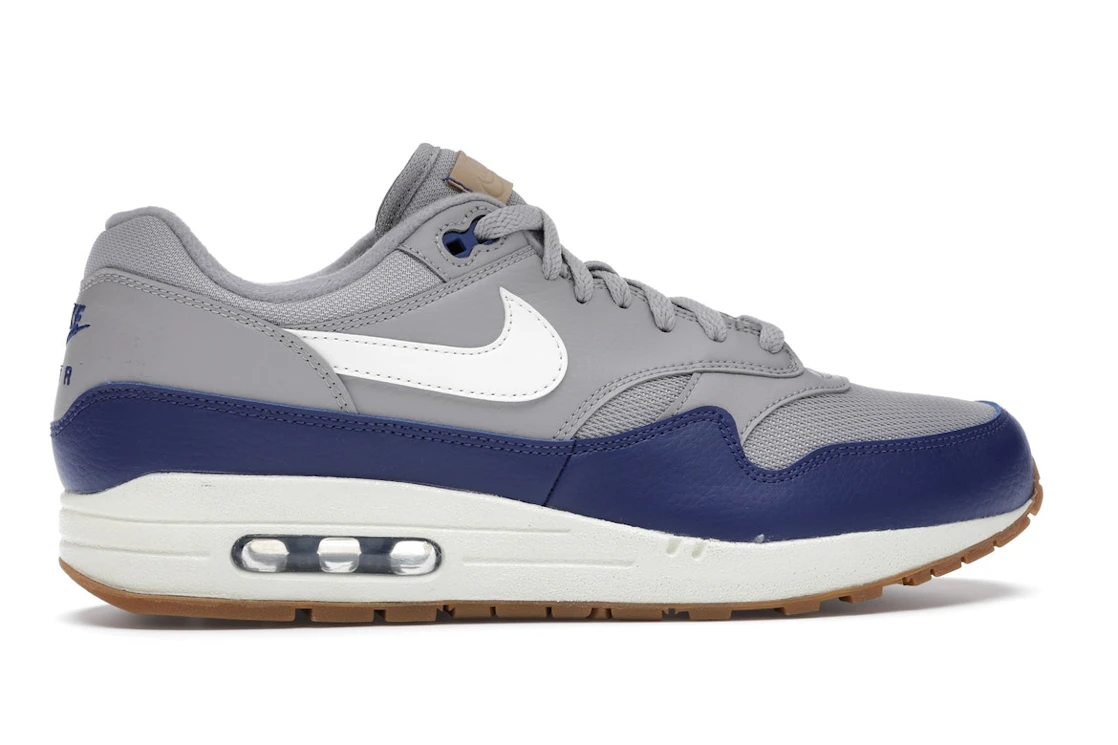 Vue 36 de Nike Air Max 1 Atmosphere Grey Deep Royal Blue