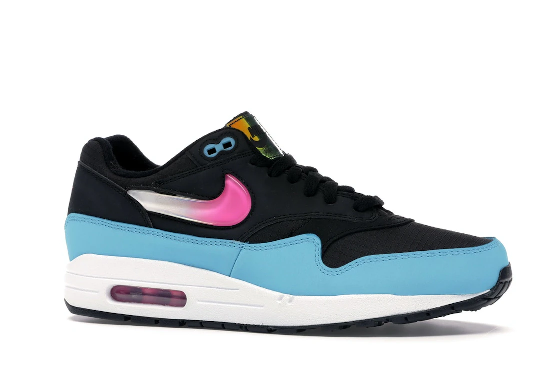 Vue 3 de Nike Air Max 1 Jelly Swoosh Black Fuchsia Blue Fury