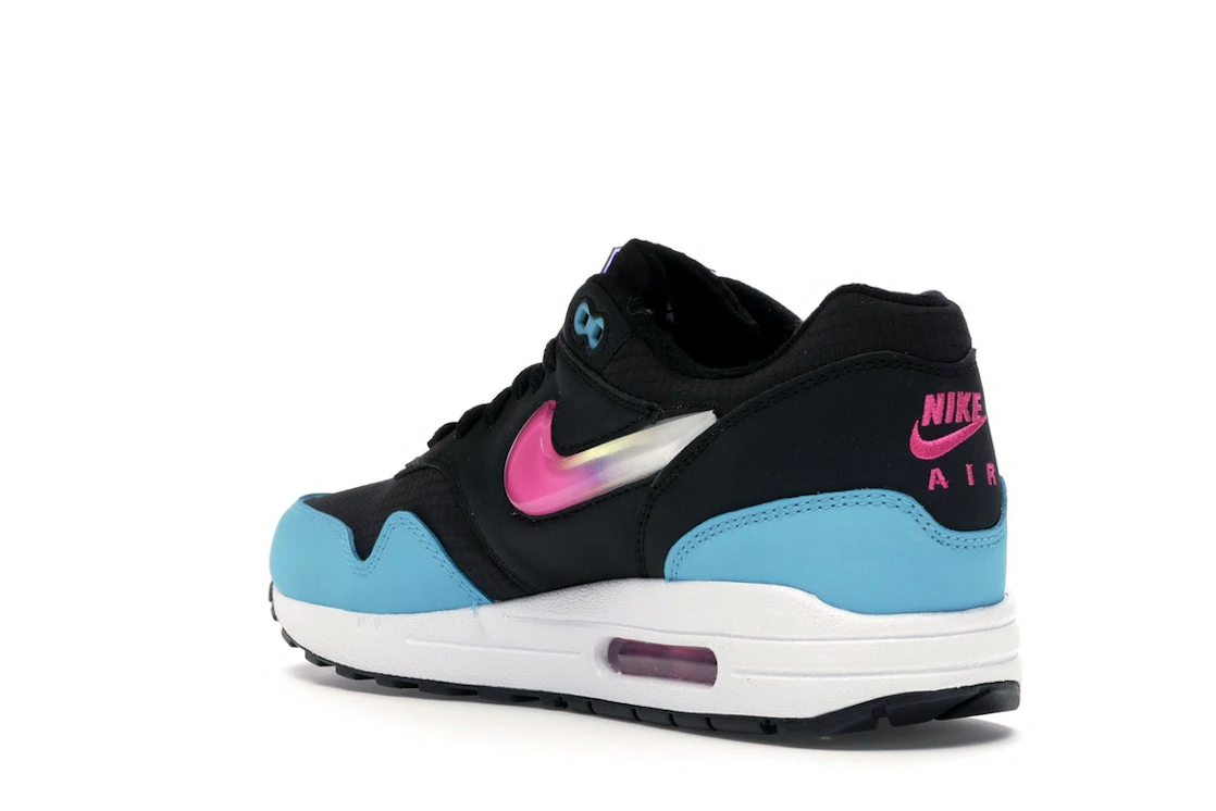 Vue 24 de Nike Air Max 1 Jelly Swoosh Black Fuchsia Blue Fury
