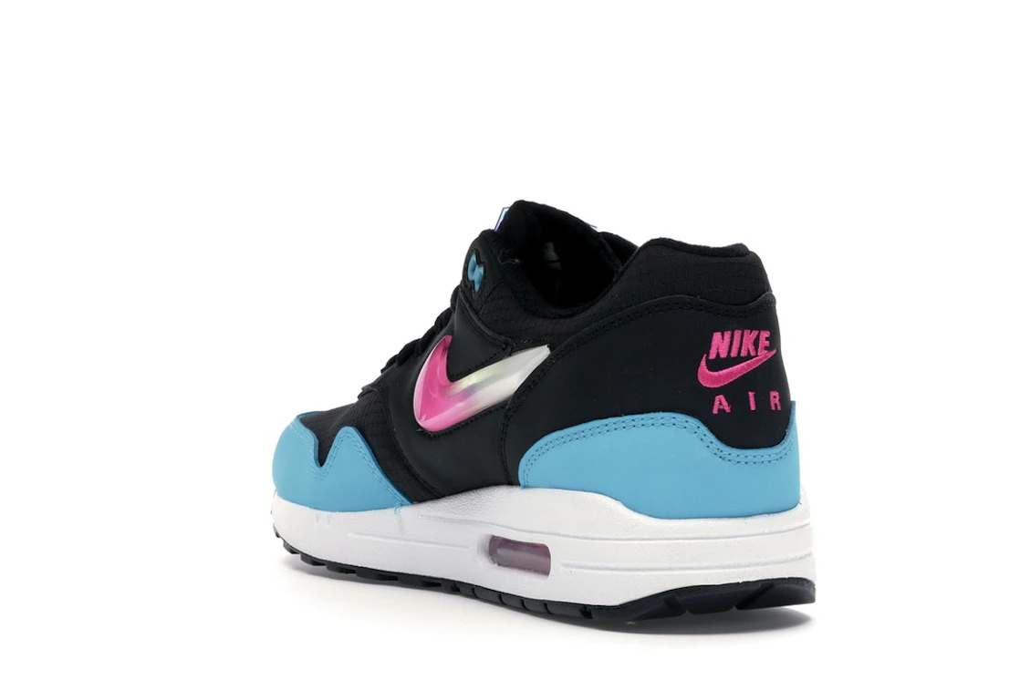 Vue 25 de Nike Air Max 1 Jelly Swoosh Black Fuchsia Blue Fury