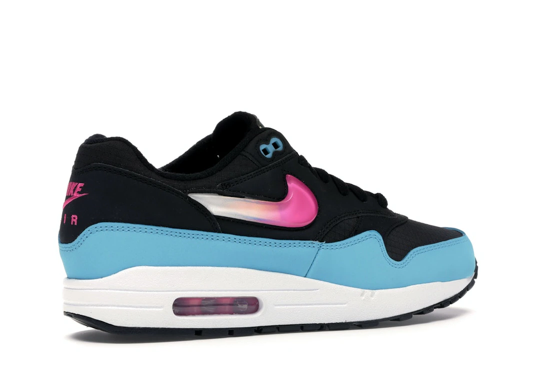 Vue 34 de Nike Air Max 1 Jelly Swoosh Black Fuchsia Blue Fury